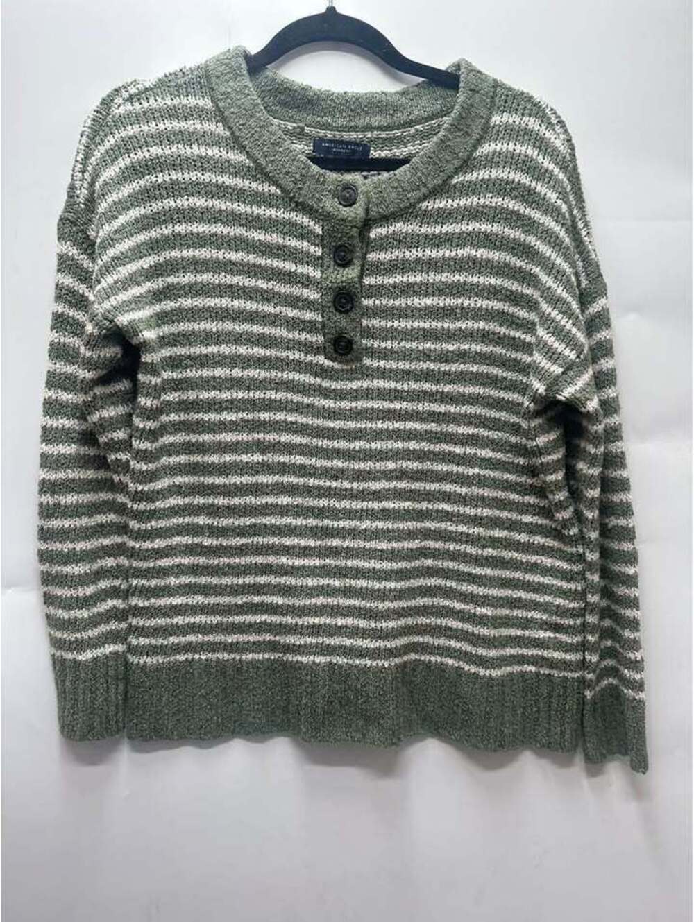 American Eagle Striped Henley Sweater womens size small